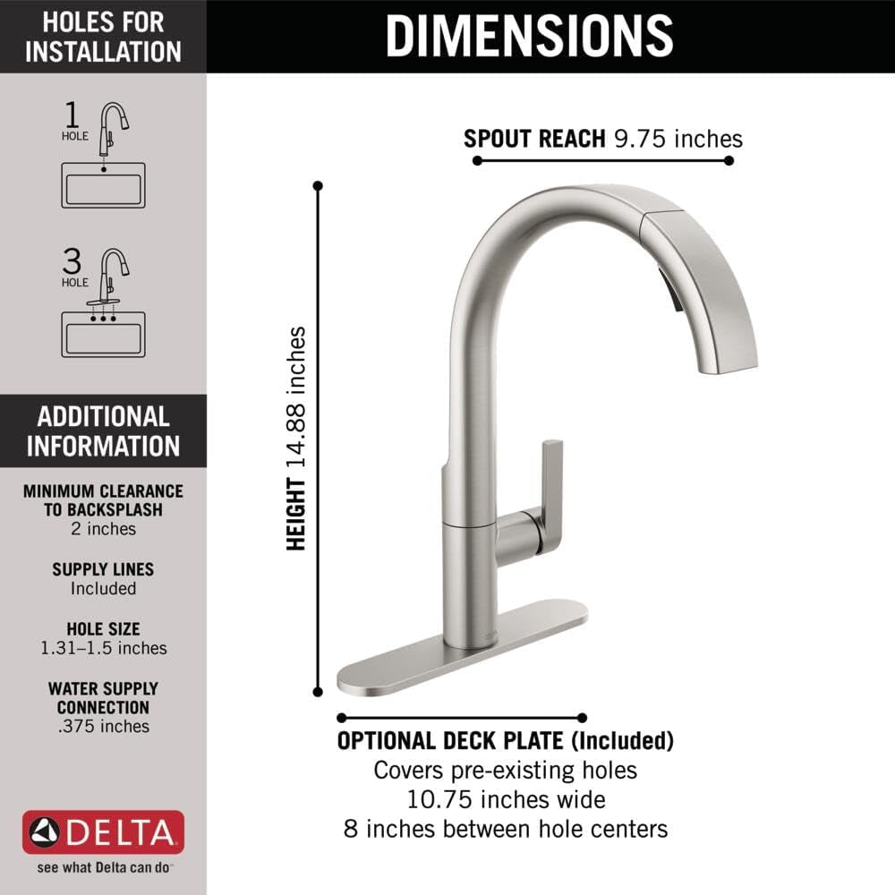 Keele Spotshield Stainless Kitchen Faucet with Pull down Sprayer,Kitchen Sink Faucet for Kitchen Sink, Magnetic Docking Spray Head,Spotshield Stainless 19824LF-SP