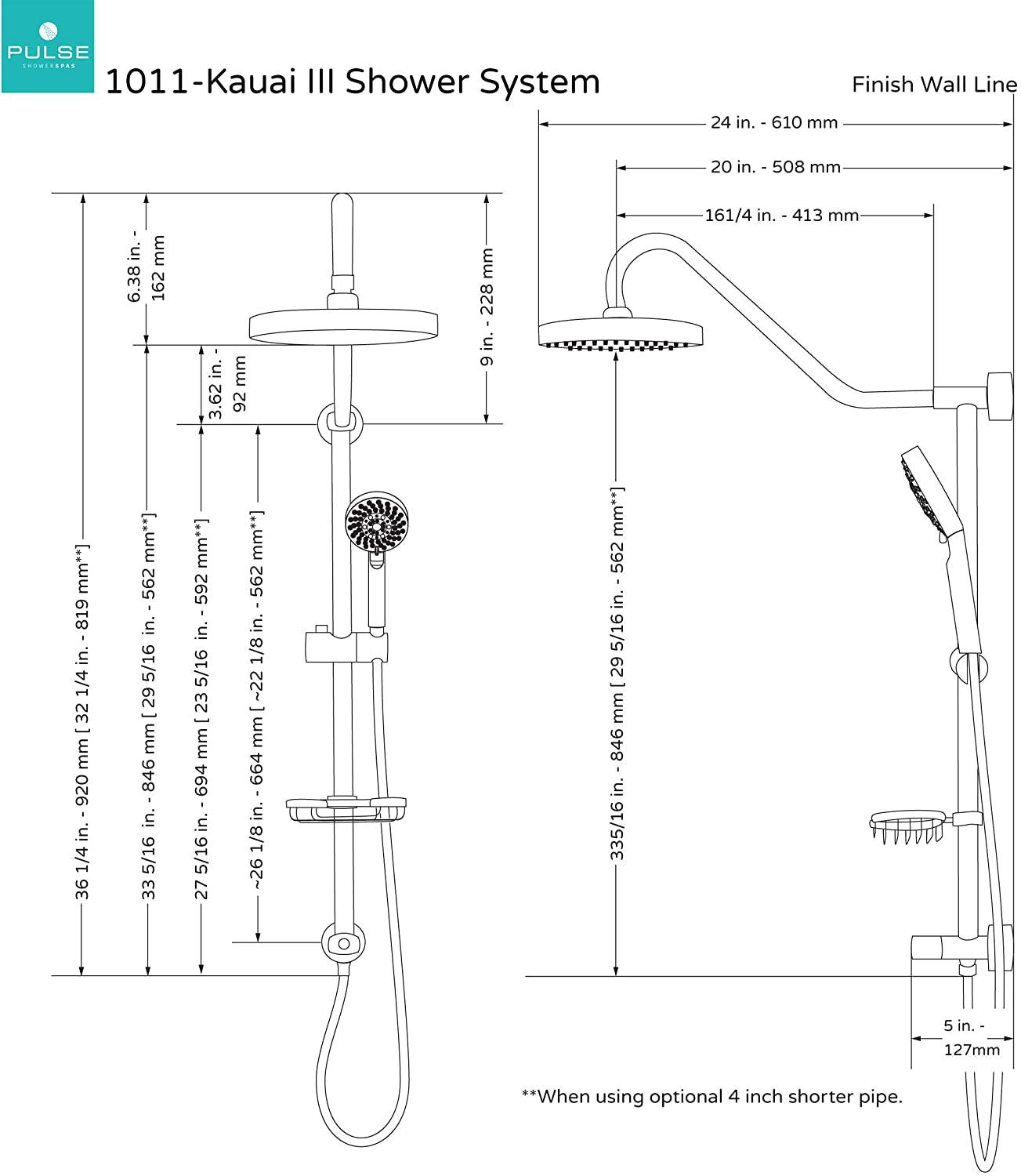 1011-Lll-Orb Kauai III Shower System, with 8" Rain Showerhead, 5-Function Hand Shower, Adjustable Slide Bar and Soap Dish, Oil-Rubbed Bronze