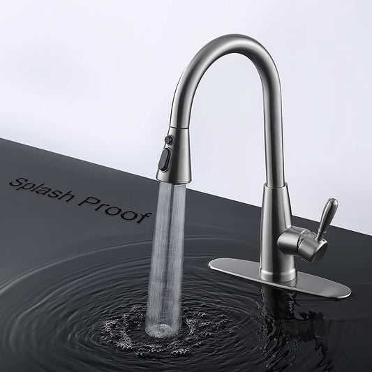 Kitchen Faucets, Splash Proof, Kitchen Sink Faucet, Sink Faucet, Kitchen Faucet Pull Down, RV Faucets Kitchen, Stainless Steel,  PB1028