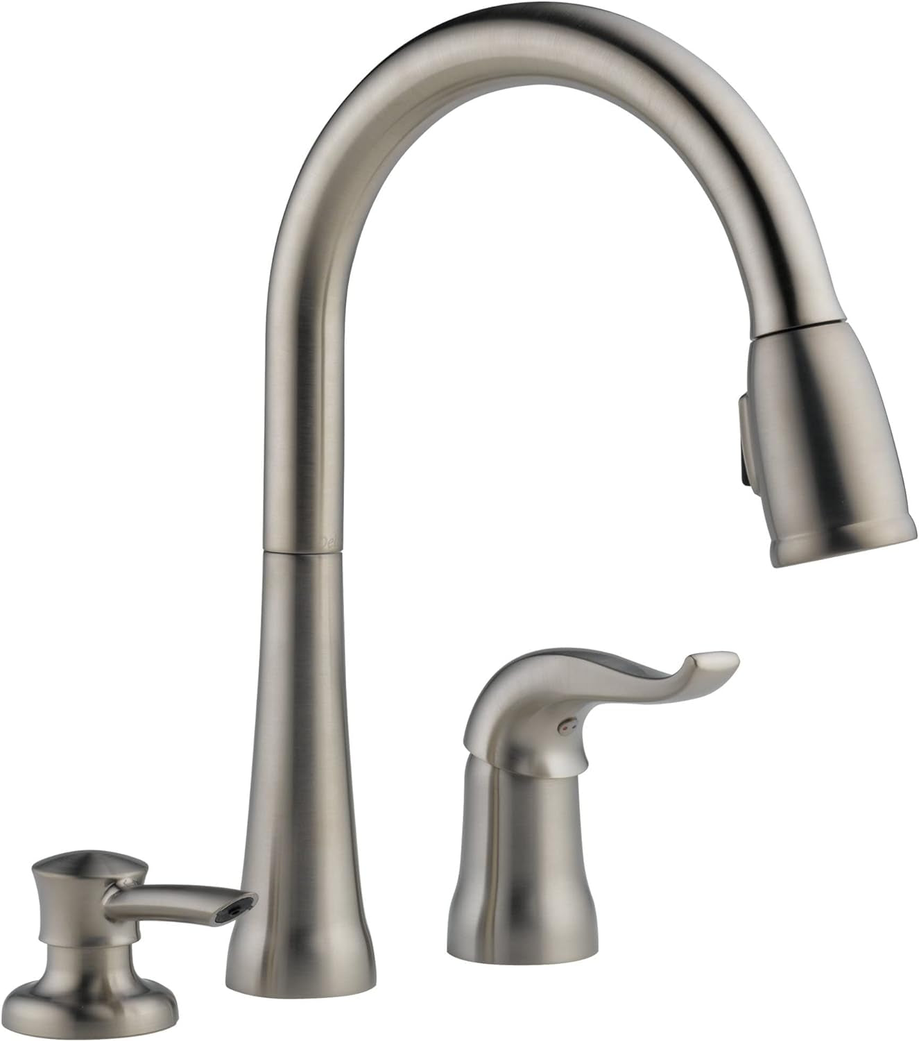 Kate Pull down Kitchen Faucet Brushed Nickel with Pull down Sprayer, Kitchen Sink Faucet, Faucet for Kitchen Sink, Soap Dispenser, Stainless 16970-SSSD-DST