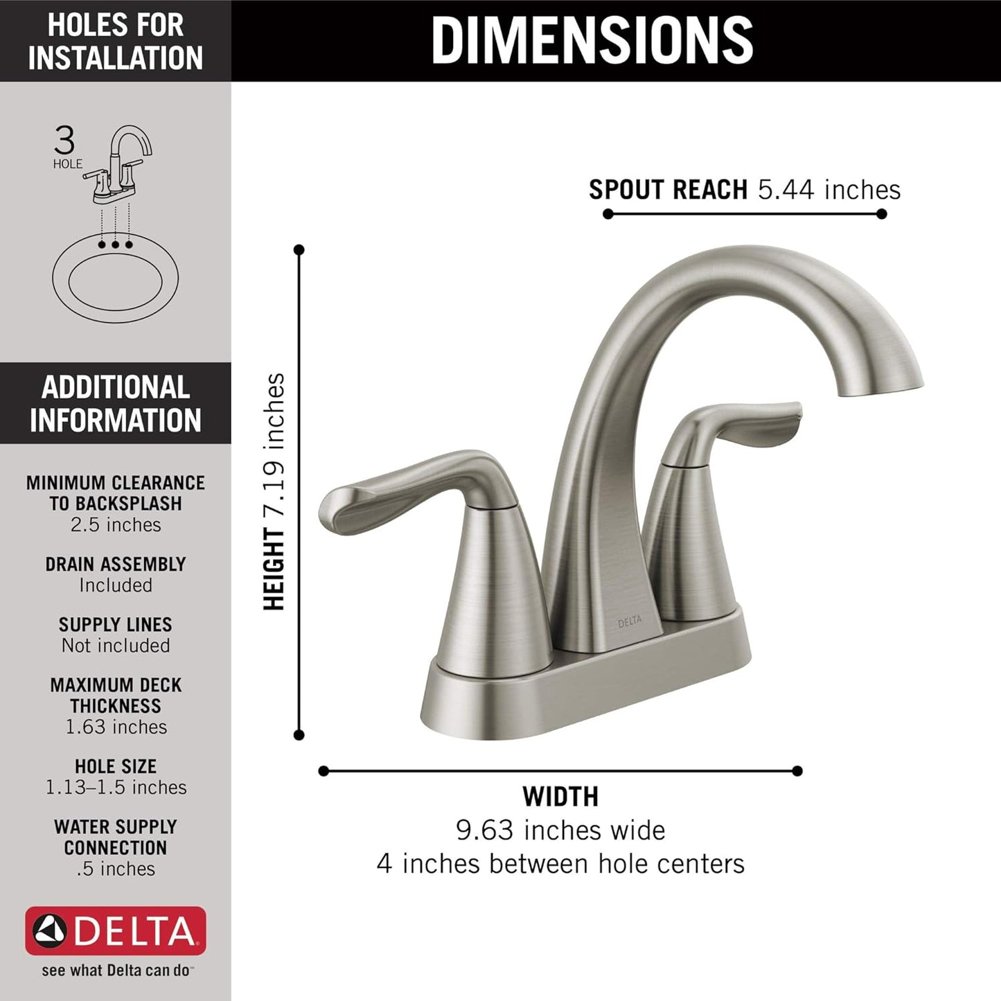 Arvo Centerset Bathroom Faucet Brushed Nickel, Bathroom Sink Faucet, Drain Assembly Included, Spotshield Stainless 25840LF-SP