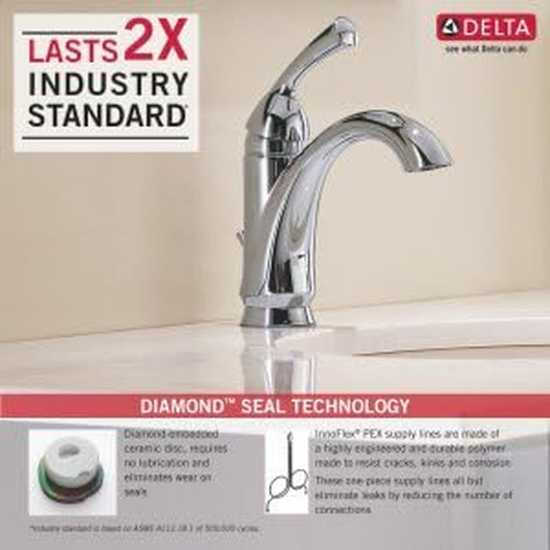 Haywood Single Hole Bathroom Faucet Brushed Nickel, Single Handle Bathroom Faucet, Diamond Seal Technology, Drain Assembly, Stainless 15999-SS-DST