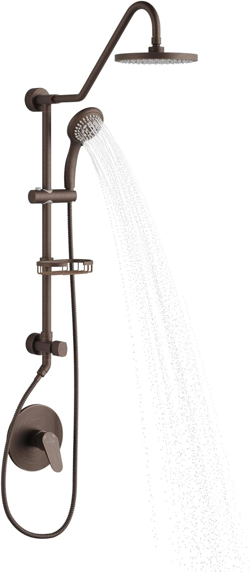 1011-Lll-Orb Kauai III Shower System, with 8" Rain Showerhead, 5-Function Hand Shower, Adjustable Slide Bar and Soap Dish, Oil-Rubbed Bronze