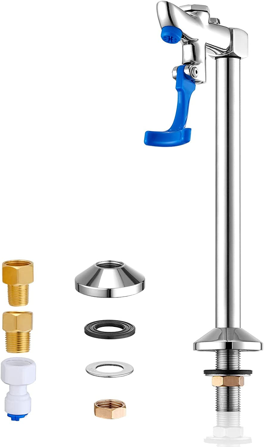 Glass Filler 10 Inches Deck Mount Faucet Glass Filling Station Water Station for Restaurants Kitchen Bar G1/2" Male with 3 Connector Adapter Brass Structure