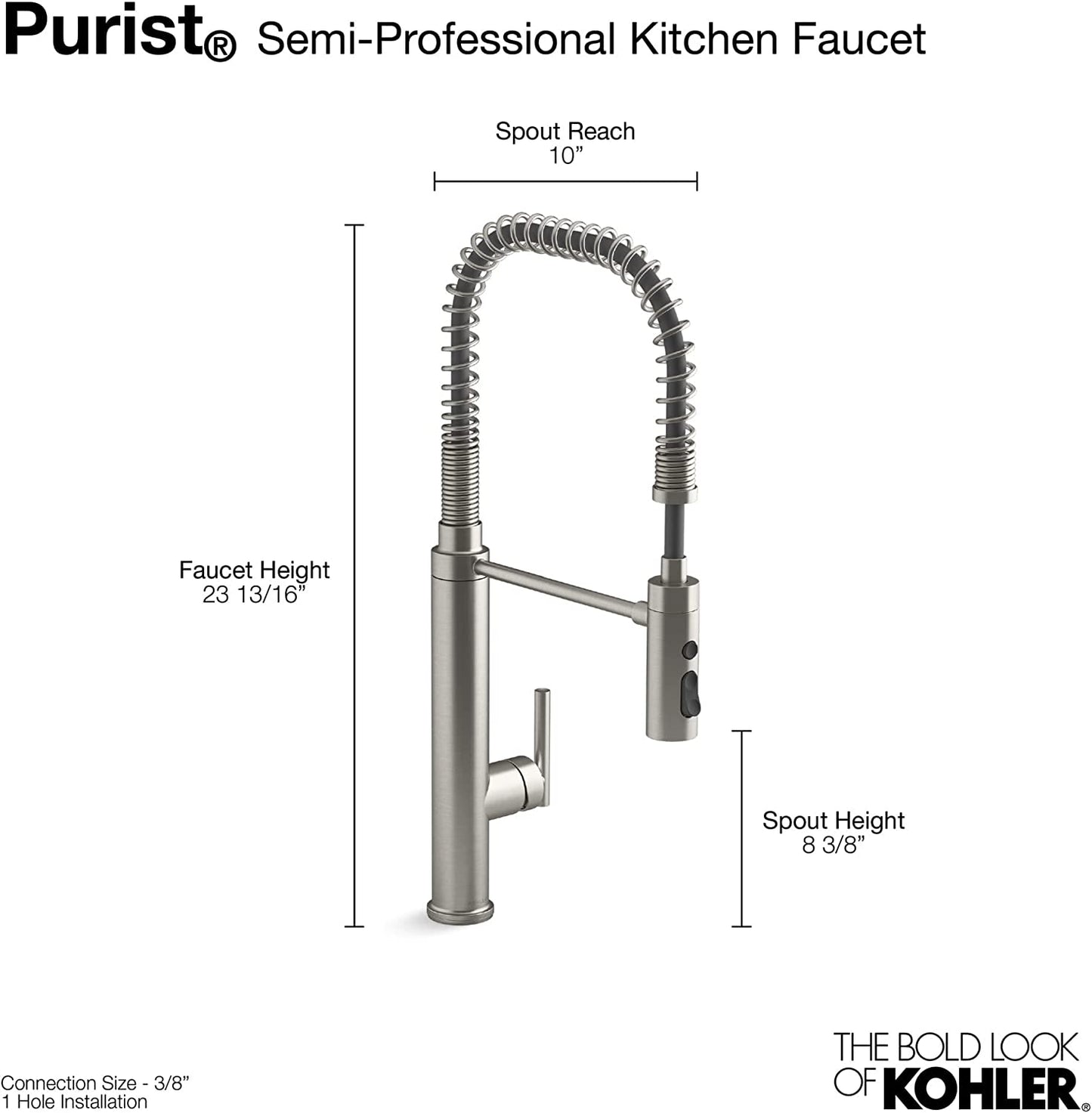 24982-2MB Purist, 3-Spray, Kitchen Sink Faucet with Pull down Sprayer, Vibrant Brushed Moderne Brass