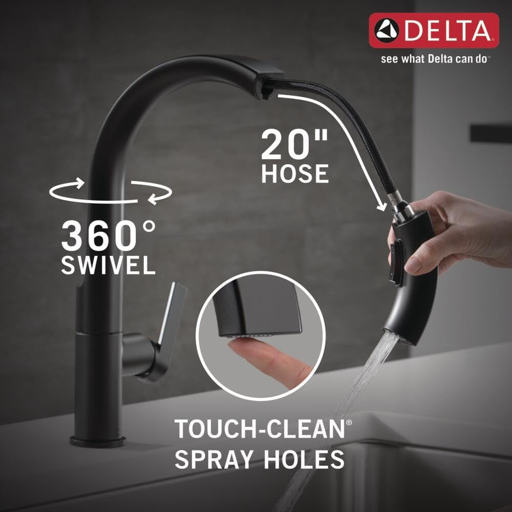 Keele Matte Black Kitchen Faucet Black, Kitchen Faucets with Pull down Sprayer, Kitchen Sink Faucet, Faucet for Kitchen Sink, Magnetic Docking Spray Head, Matte Black 19824LF-BL