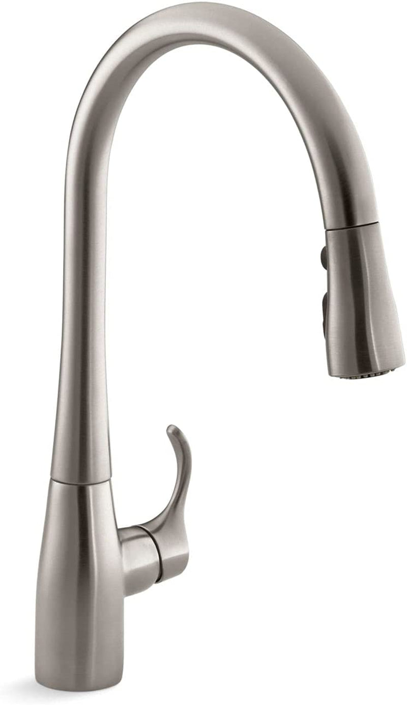 596-VS Simplice Pull down Kitchen Faucet, 3-Spray Faucet, Kitchen Sink Faucet with Pull down Sprayer, Vibrant Stainless, High Arch