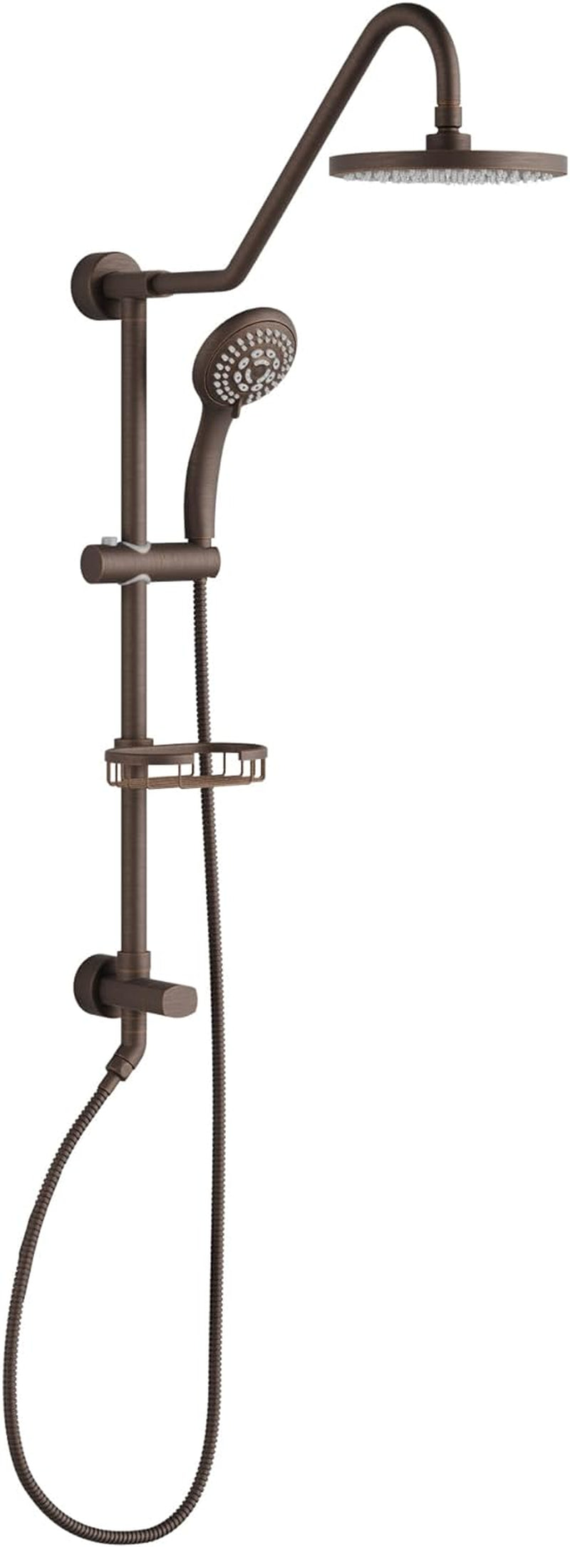 1011-Lll-Orb Kauai III Shower System, with 8" Rain Showerhead, 5-Function Hand Shower, Adjustable Slide Bar and Soap Dish, Oil-Rubbed Bronze