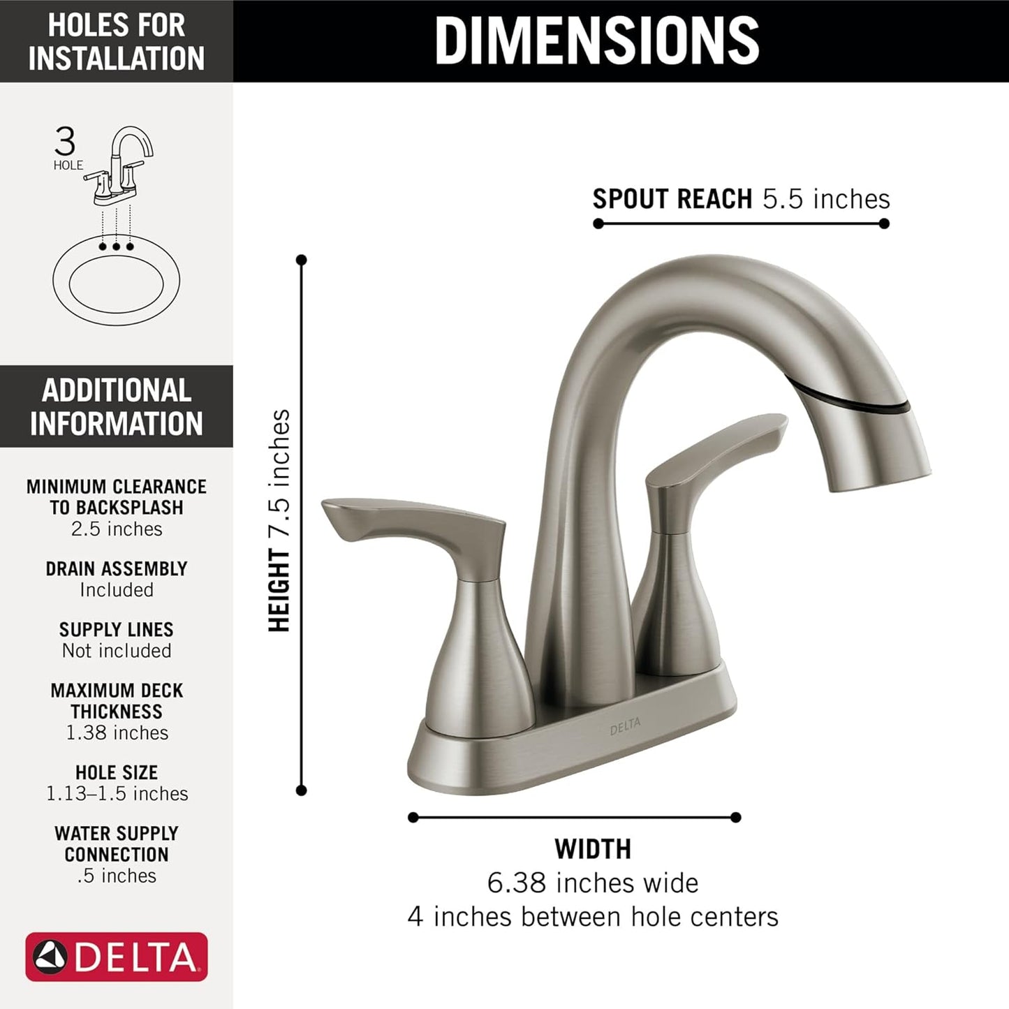 Broadmoor Pull down Bathroom Faucet Brushed Nickel, Bathroom Pull Out Faucet, Bathroom Sink Faucet with Pull down Sprayer, Centerset Bathroom Faucet, Stainless 25765LF-SSPD